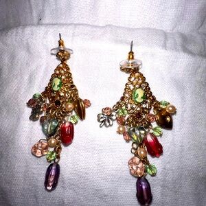 R.J. Graziano Gold and Multicolor Dangle Earrings
